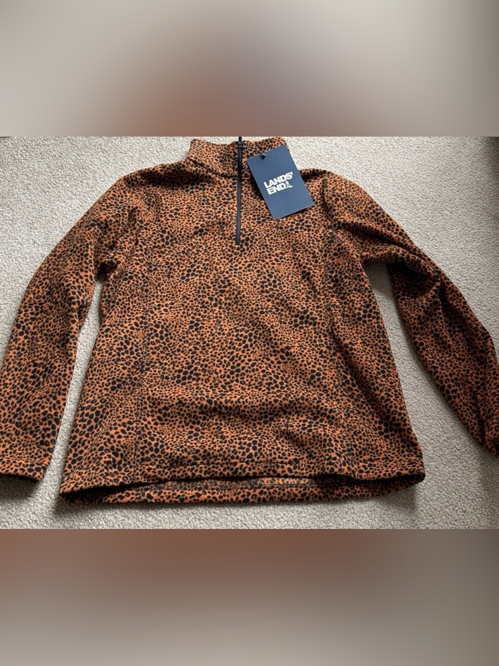 ✨ NEW ✨ Lands' End Leopard Print Half-Zip Fleece Size Medium ✨